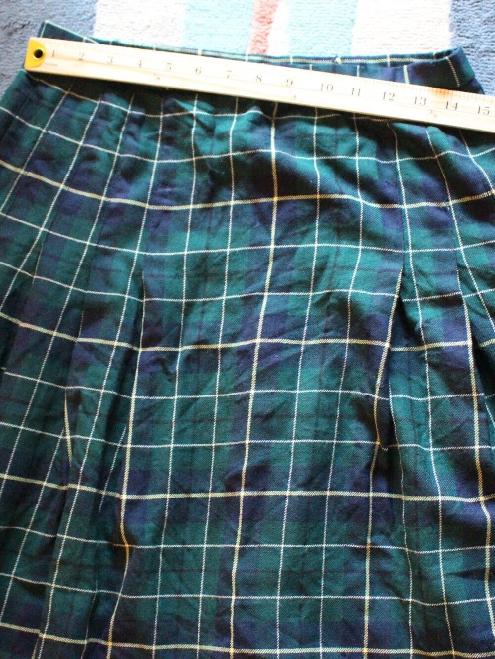 Vintage Pendleton Long Plaid Pleated Wool Skirt, Size 12 - Picture 9 of 9